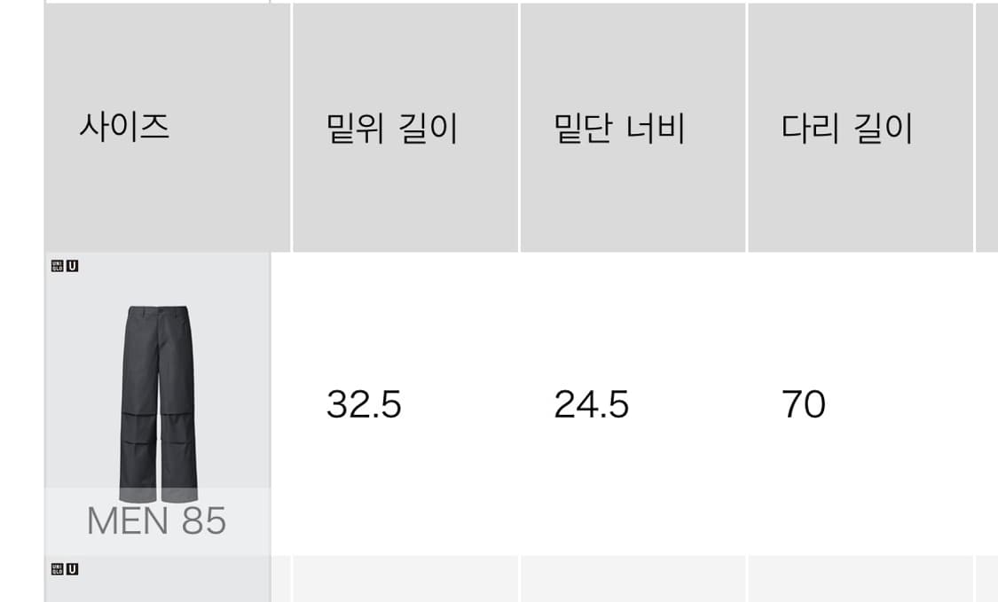 유니클로 와이드핏파라슈트 85 상품이미지7