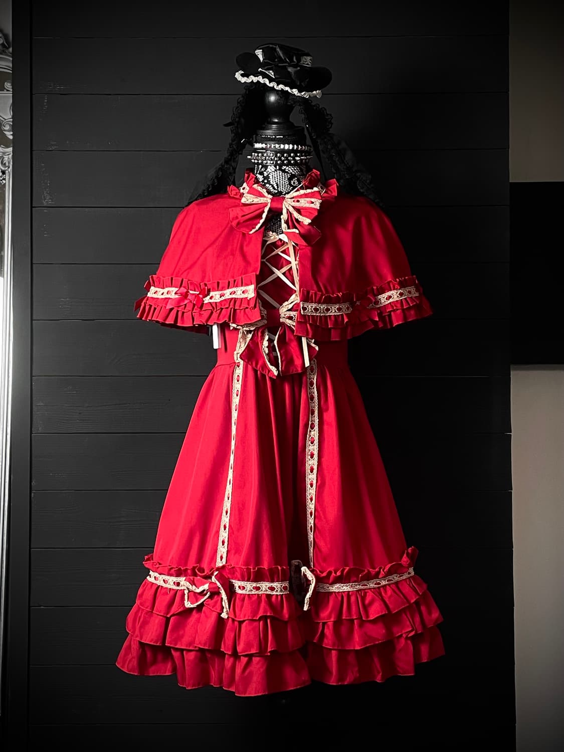 BODYLINE 바디라인 레드 로리타 케이프 / 리본 코르셋 드레스 상품이미지2