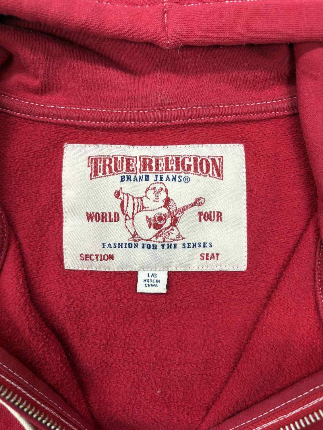 트루릴리젼 버건디 리벳 대장급 스웻 후드집업 희귀져지(L) 상품이미지4