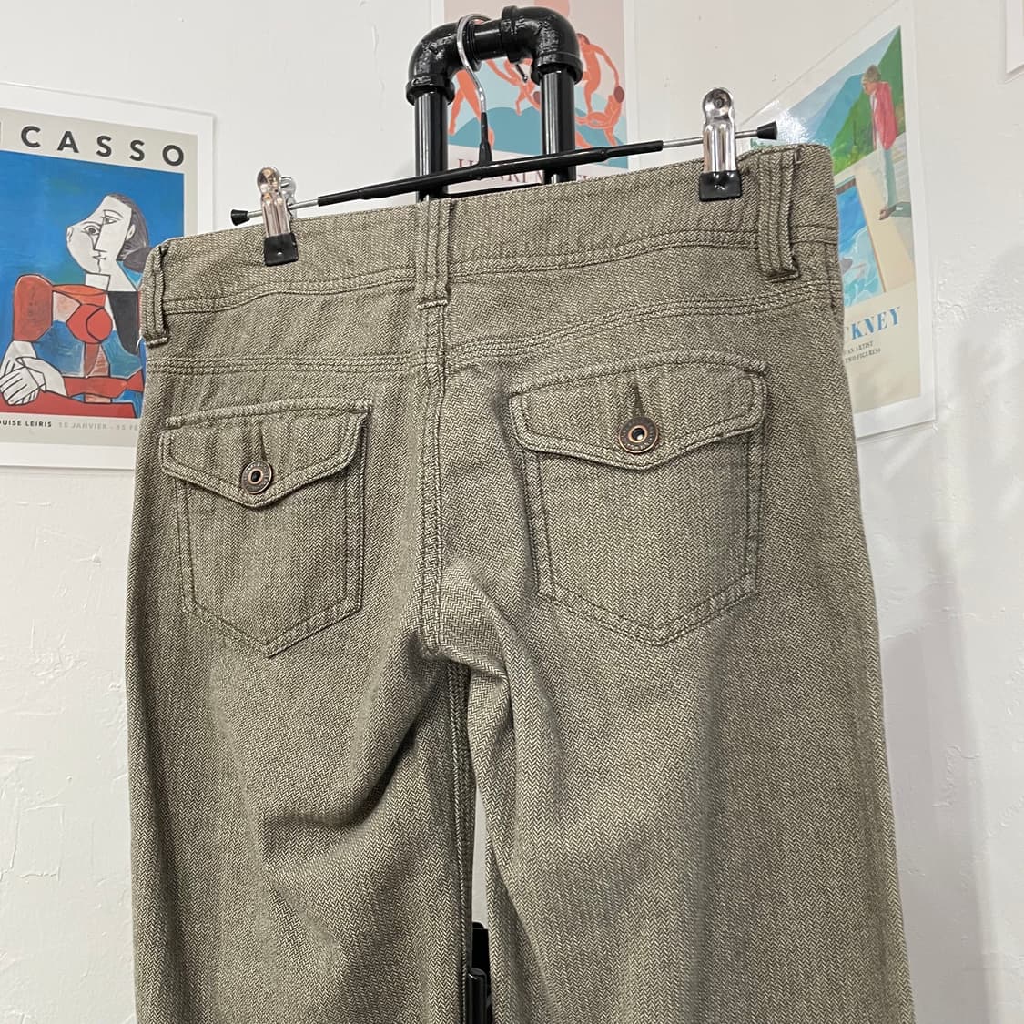 헤링본 패턴 부츠컷 맥시 팬츠 상품이미지5