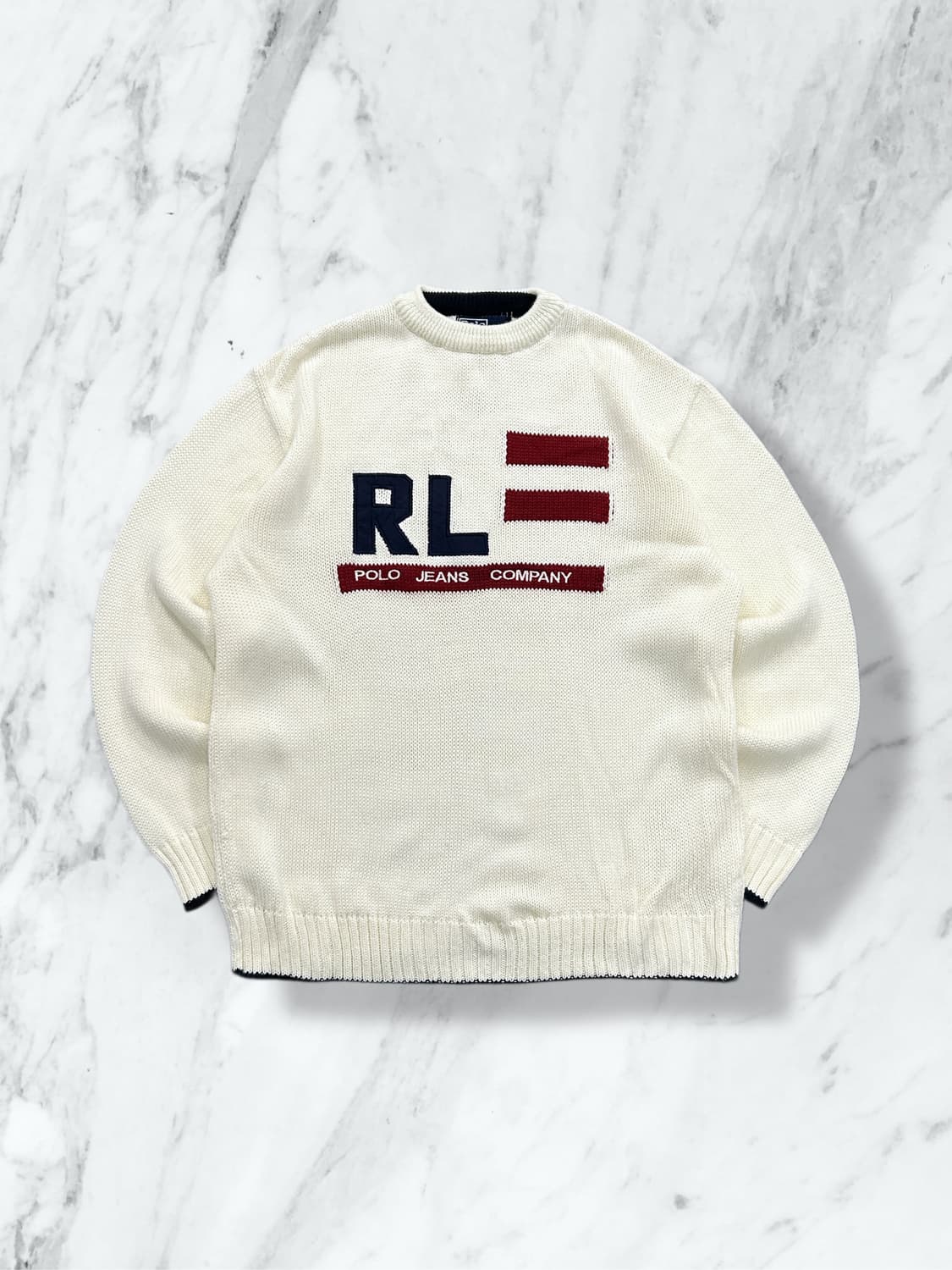 폴로 랄프로렌 진스 성조기 아이보리 코튼 니트 상품이미지1
