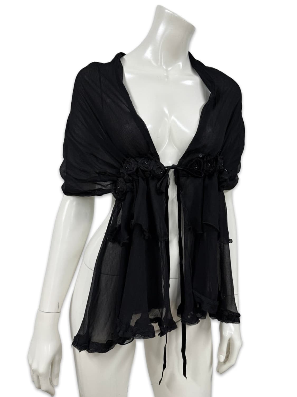 빈티지 블랙 시스루 로즈 2way 스카프 상품이미지3