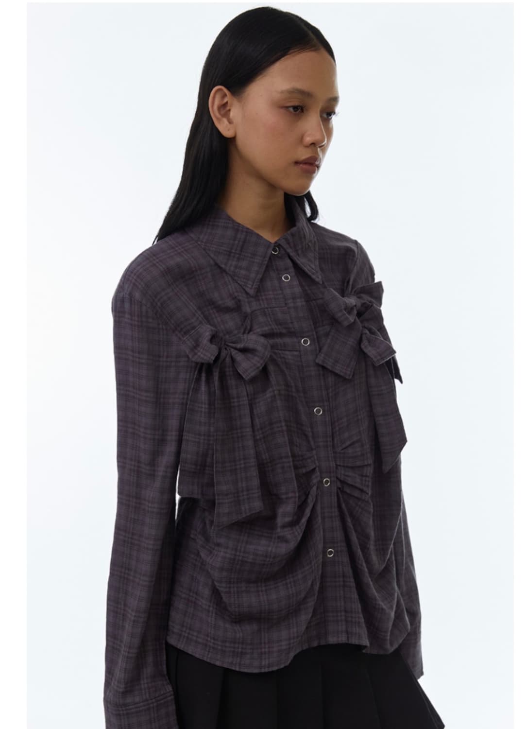 리본 타이 셔츠 (빈티지 퍼플m) 상품이미지1