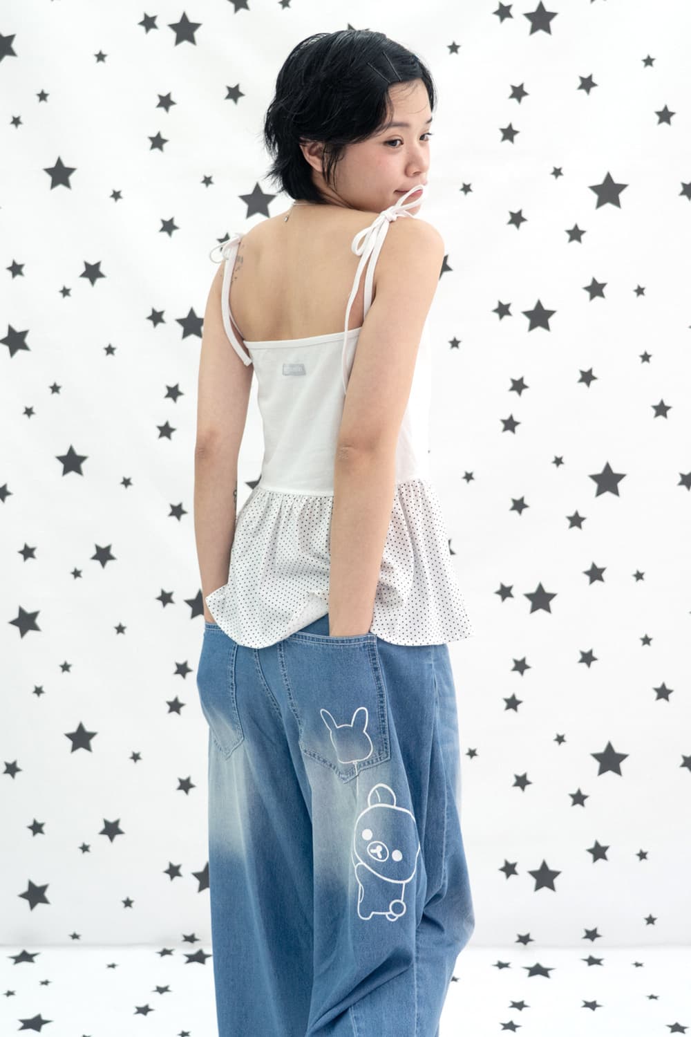 허그유어스킨 코리락쿠마 벌룬 핏 데님진 상품이미지1