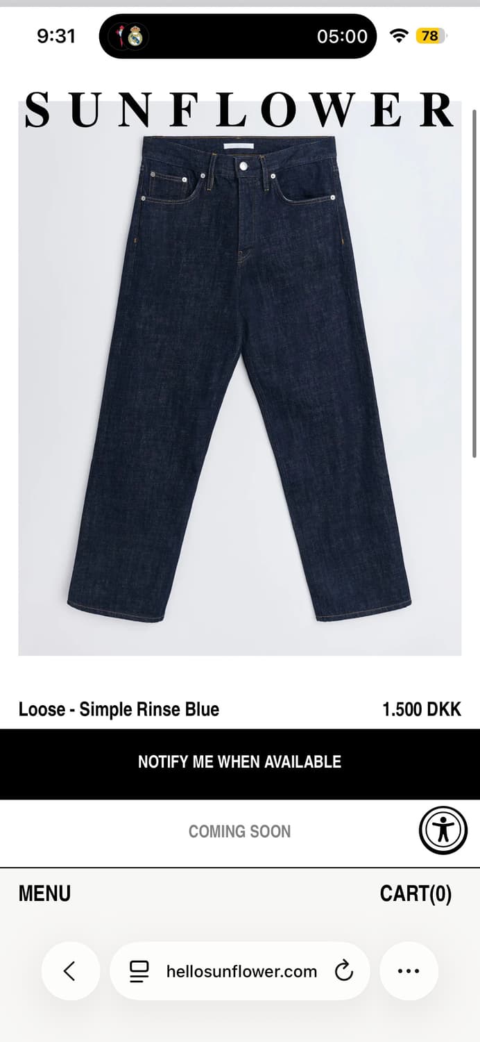 [구해요]SUNFLOWER rinse blue loose fit  상품이미지1