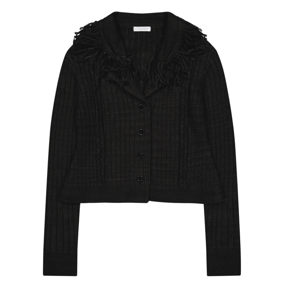 오호스 테슬 카라 니트 가디건 블랙 상품이미지1