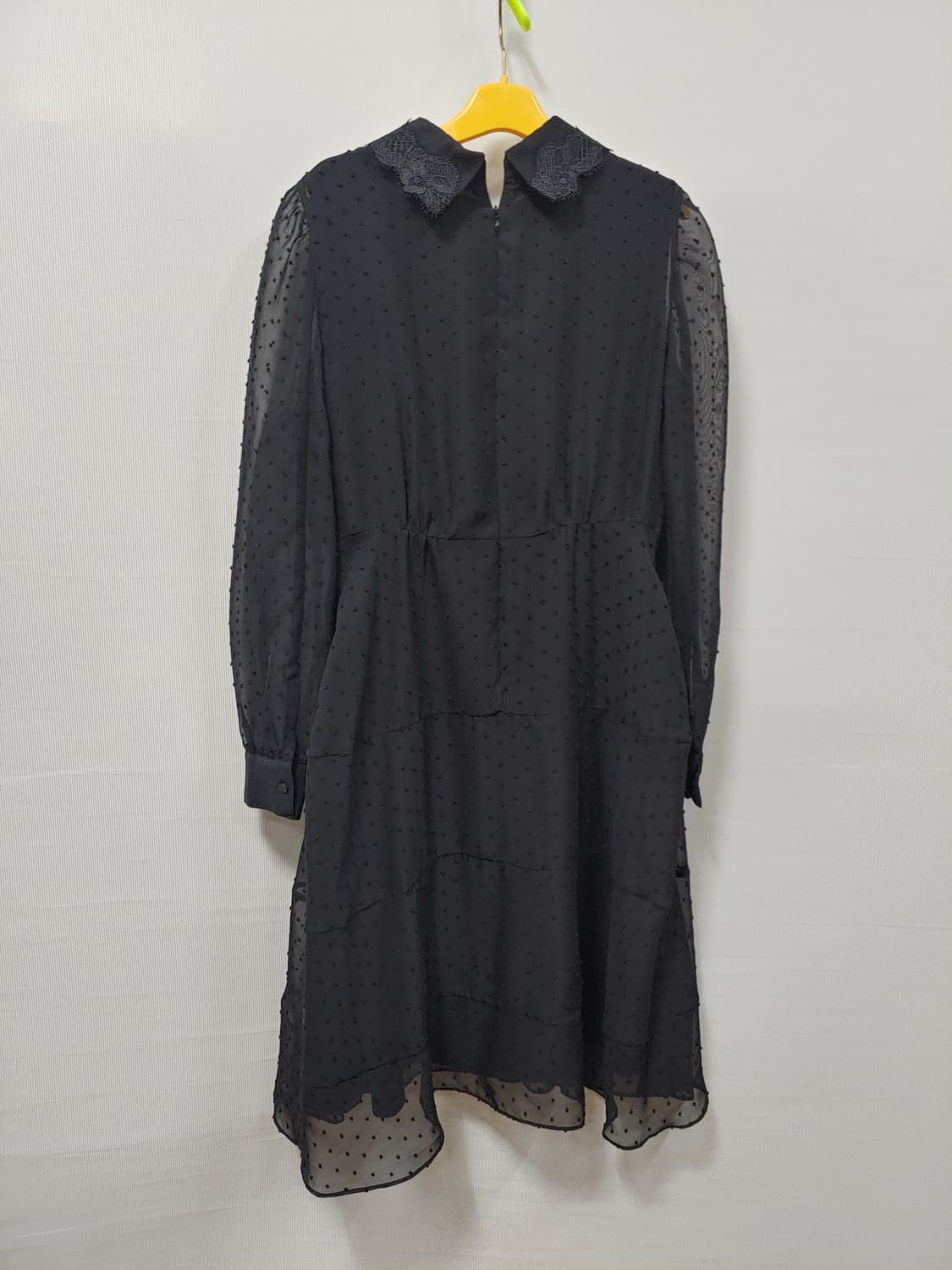 sjsj 블랙 레이스 카라 도트 롱 원피스 여성 76-90-155 상품이미지2