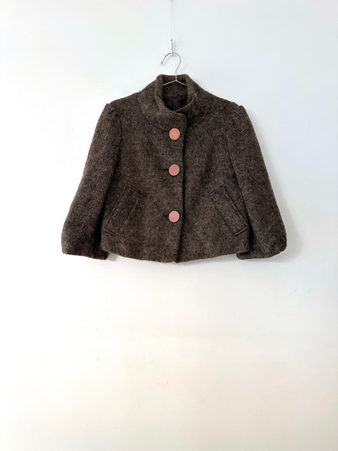 Latte semi puff short coat / brown 상품이미지2