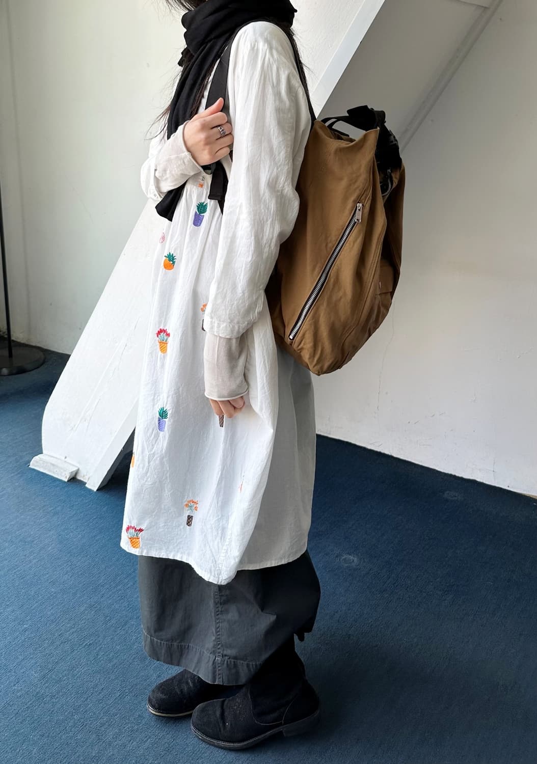 Natural cotton design stitch onepiece 상품이미지3