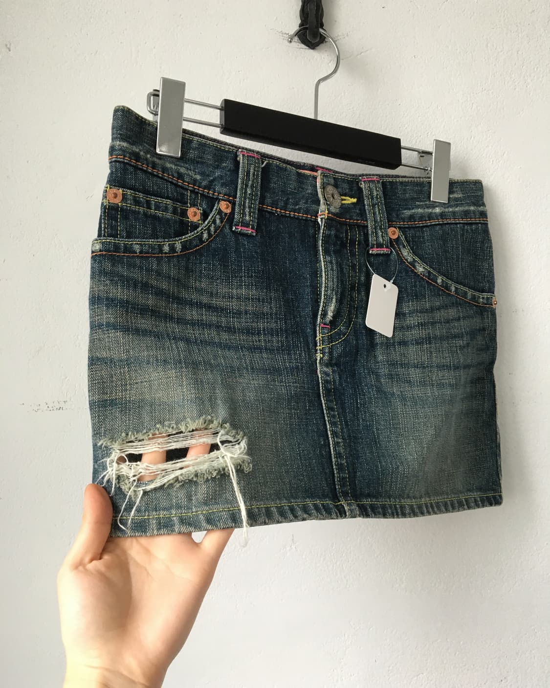 Damage point denim mini skirt 상품이미지3