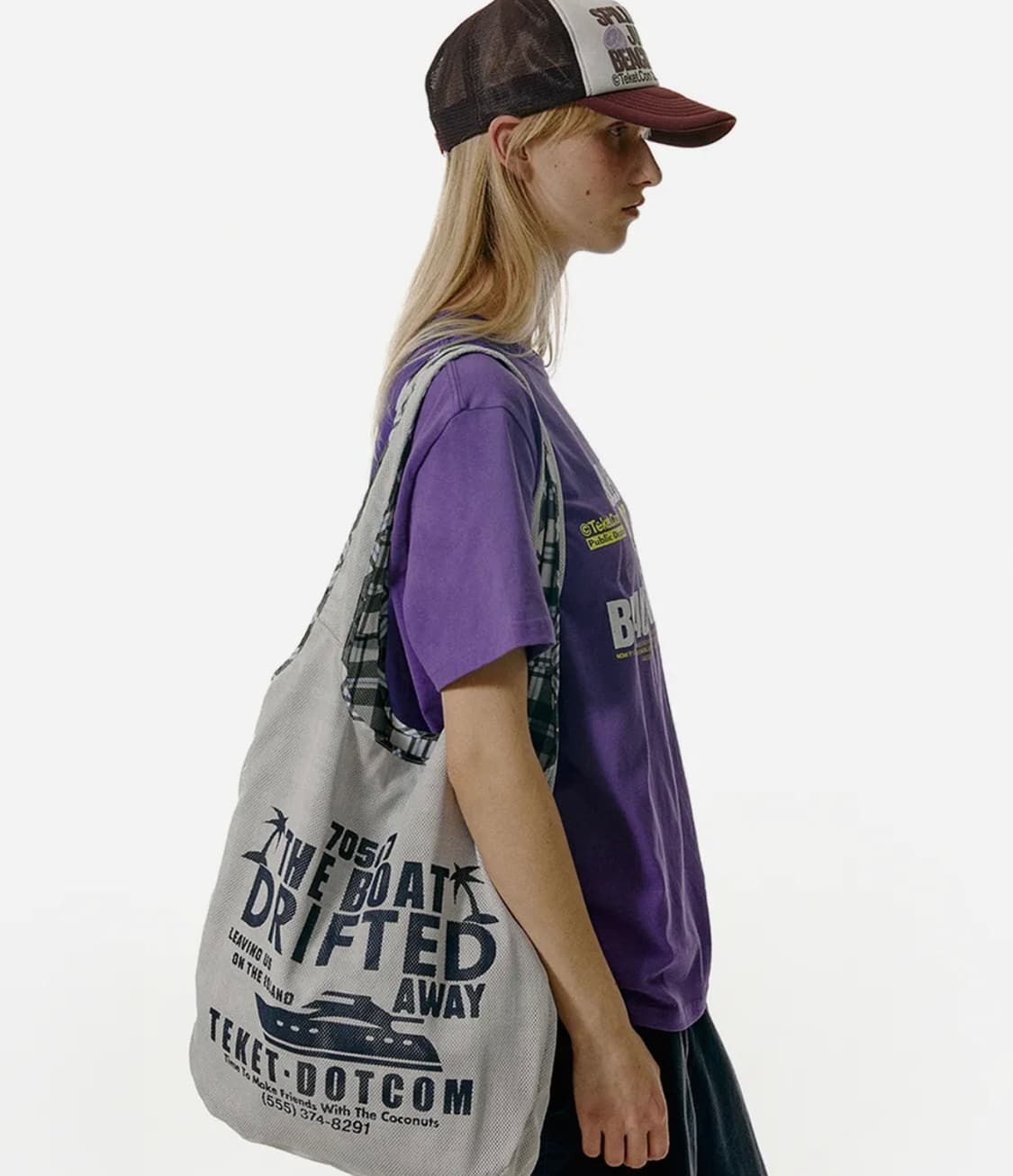 (구해요)테켓 Boat Reversible Mesh Bag Gray  상품이미지1