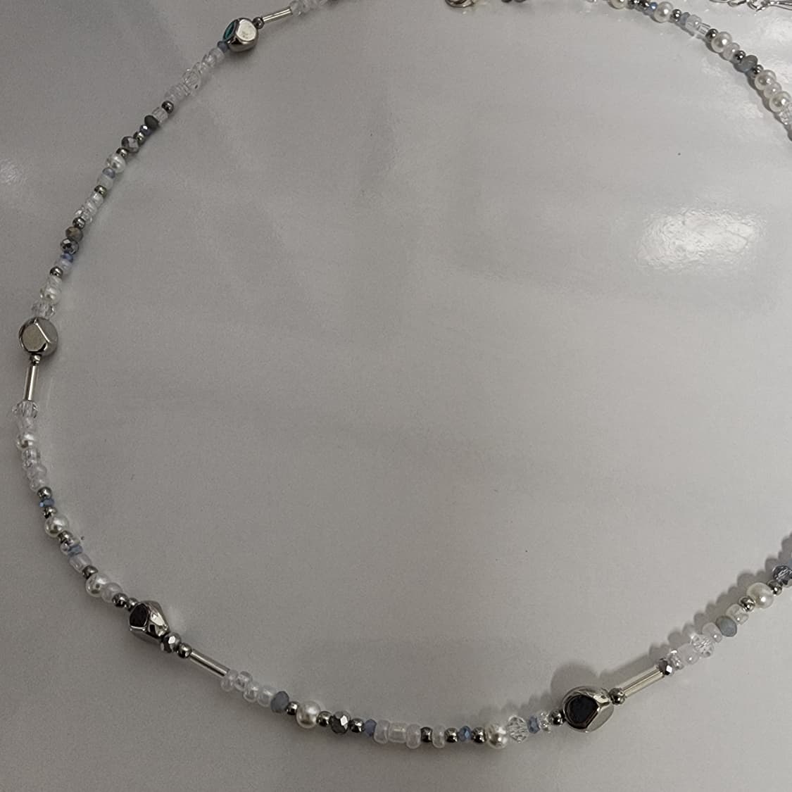 하늘 실버 비즈 목걸이 상품이미지4