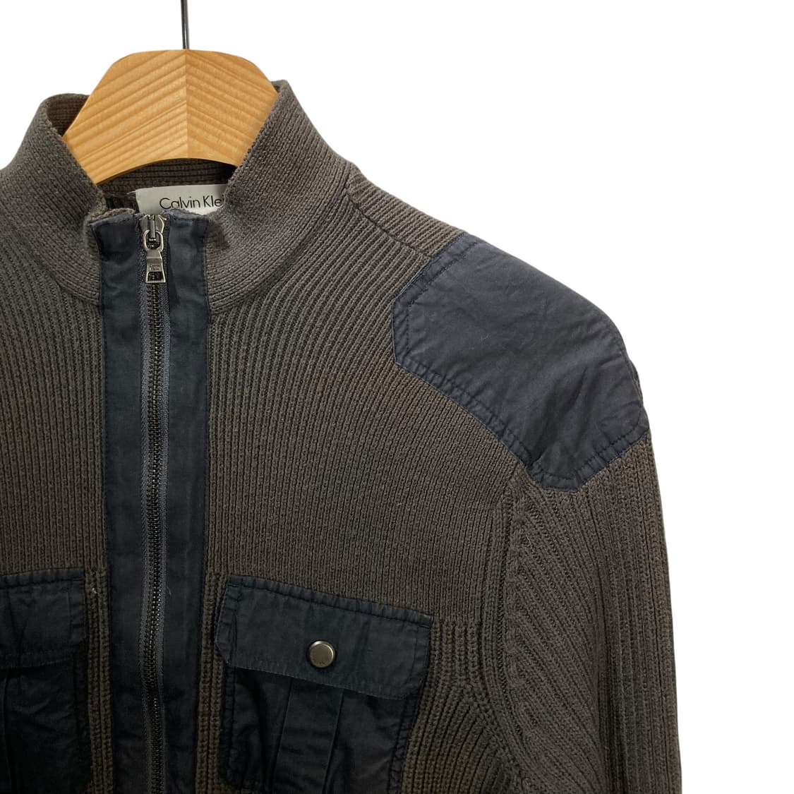 캘빈클라인 카키 골지니트 집업 상품이미지3