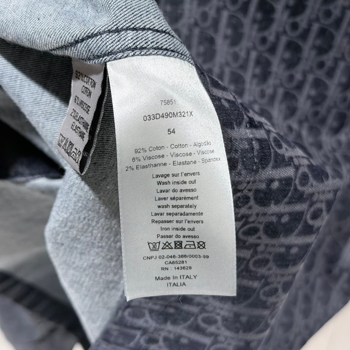 (A+/54) / 디올 오블리크 벨벳 카스리 데님 자켓 상품이미지6