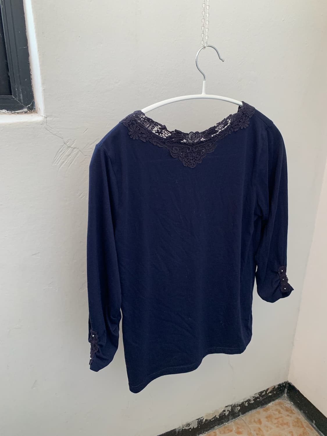 브이넥 레이스 7부 티셔츠  상품이미지3