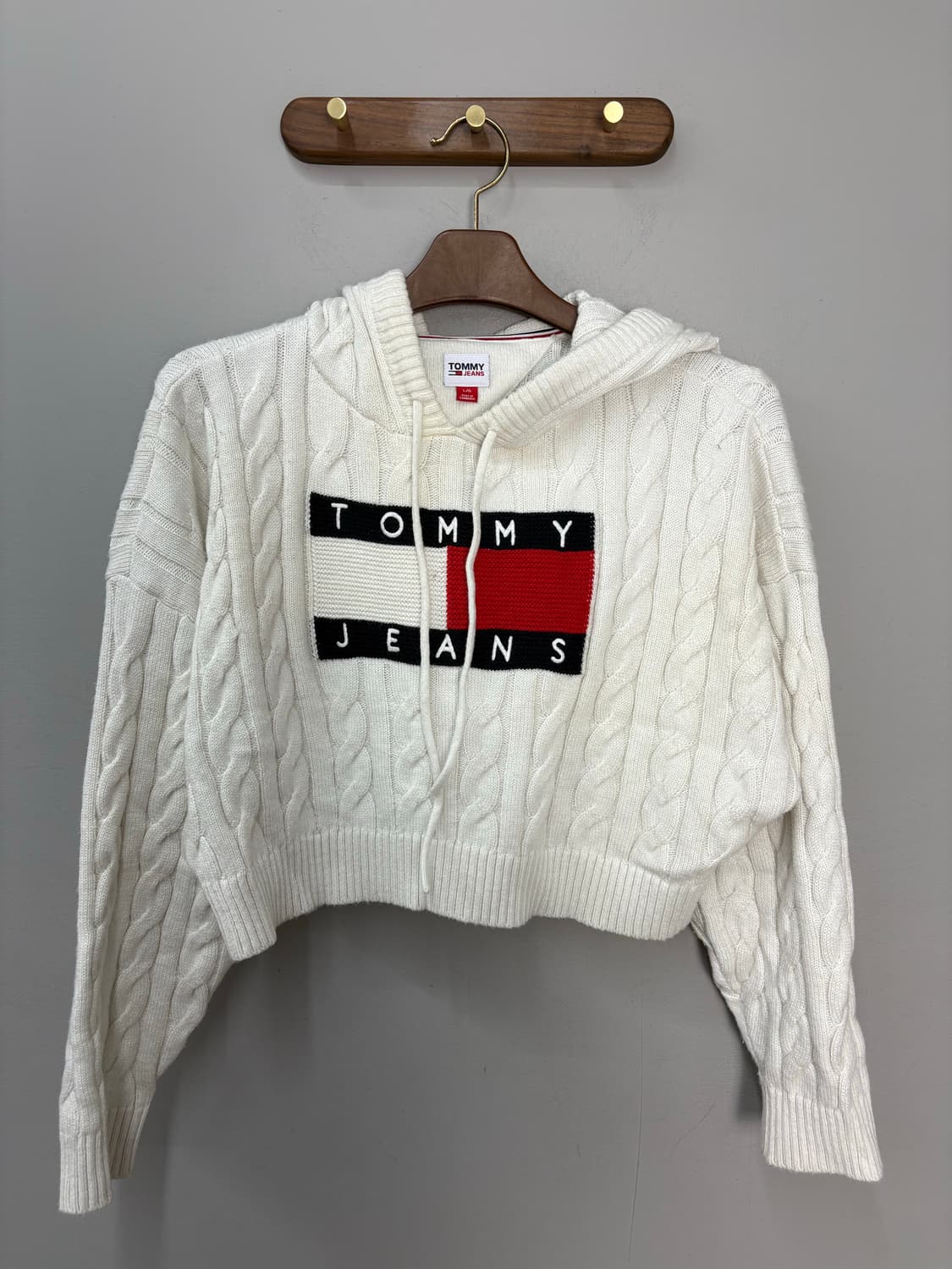 타미힐피거 빅 플래그 로고 케이블 후드 크롭 스웨터 A3431 상품이미지2