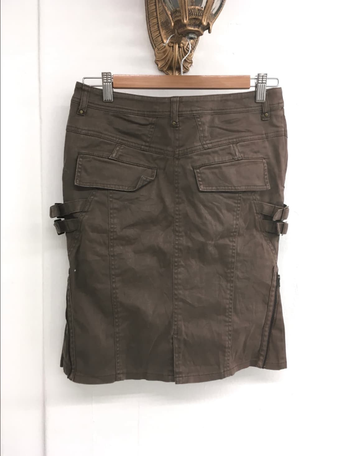 side buckle khaki skirt 상품이미지3