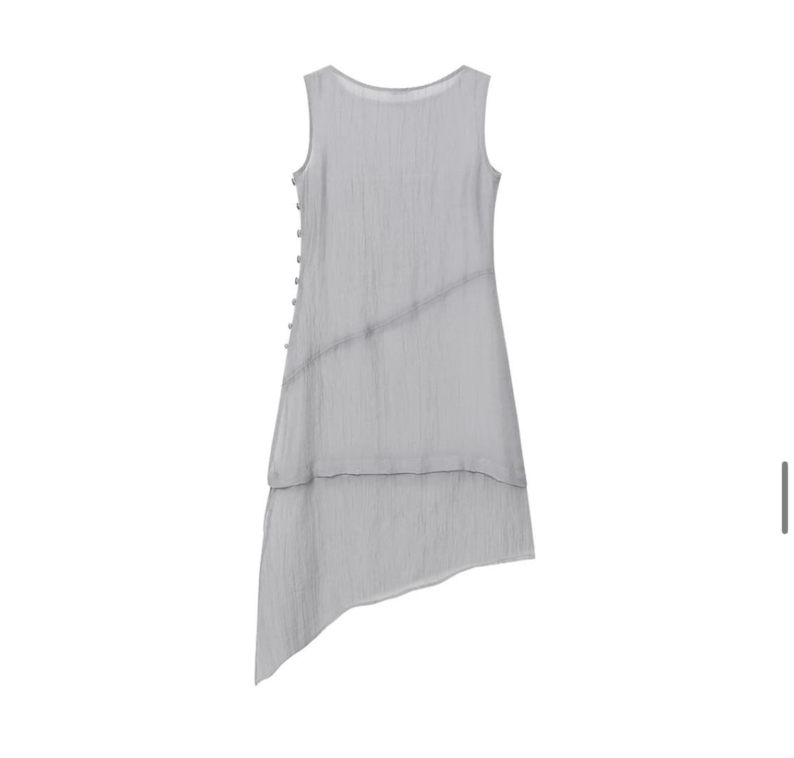 Sheer sleeveless button one piece GREY 상품이미지1