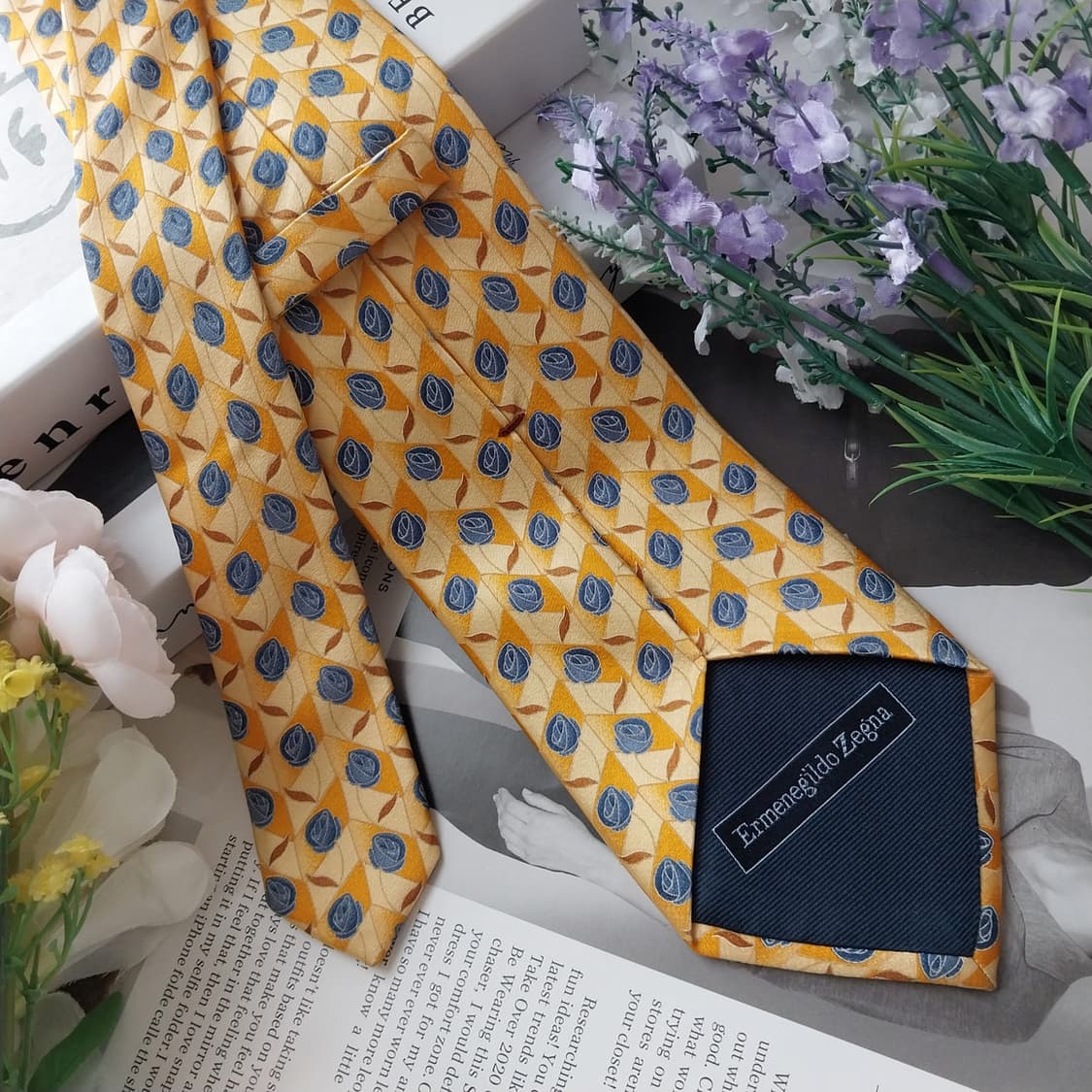 에르메네질도 제냐 실크 옐로우 넥타이 9.3cm A+등급 K1270
 상품이미지5