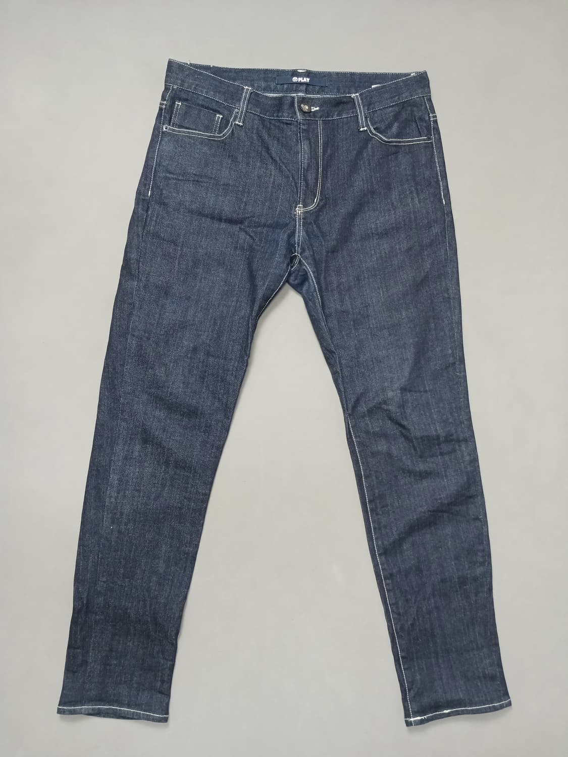 [34] 티비제이 진청 생지 슬림 테이퍼드진 청바지 상품이미지1