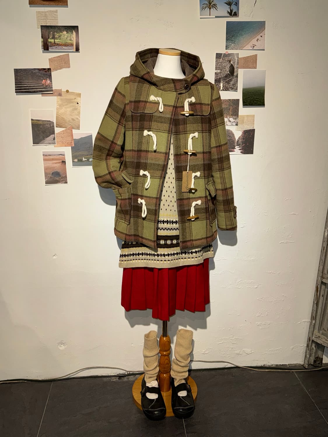 체크 더플 후드 자켓 상품이미지2