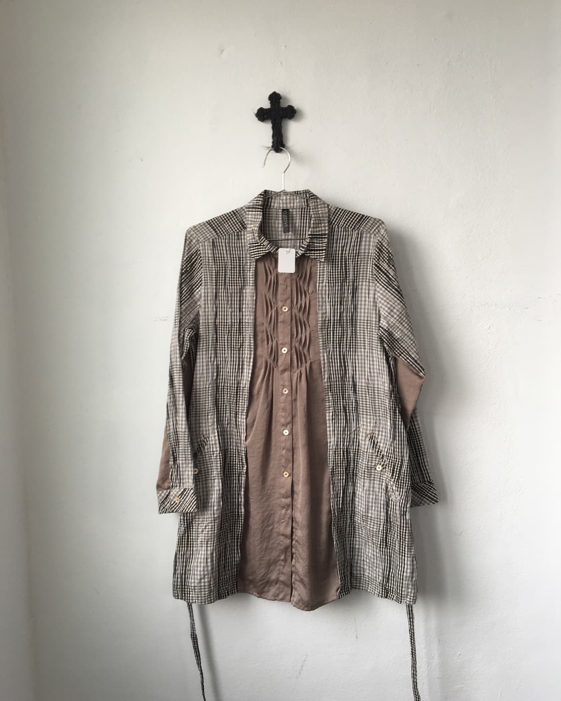 Check pattern layered point shirt 상품이미지2