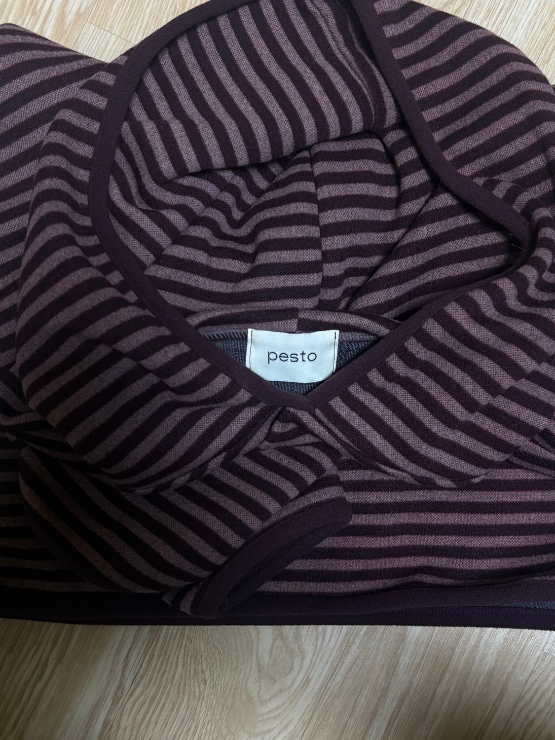 페스토 스트라이프 후디드 탑 와인 상품이미지4