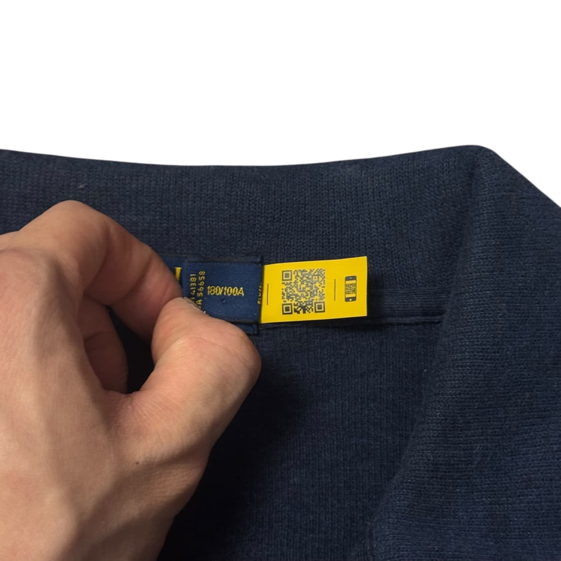 (L) 폴로 랄프로렌 QR라벨 코튼 니트 쿼터집 네이비 상품이미지4