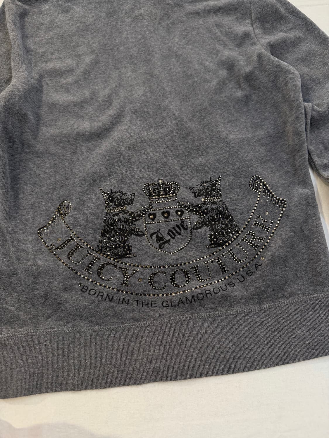 쥬시꾸뛰르 딱붙핏 벨벳 후드집업 그레이 상품이미지2