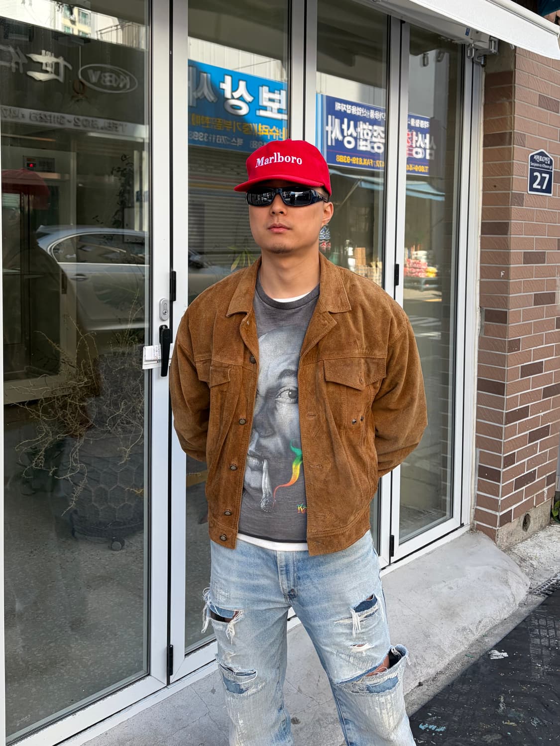 Marlboro logo corduroy trucker cap 상품이미지3