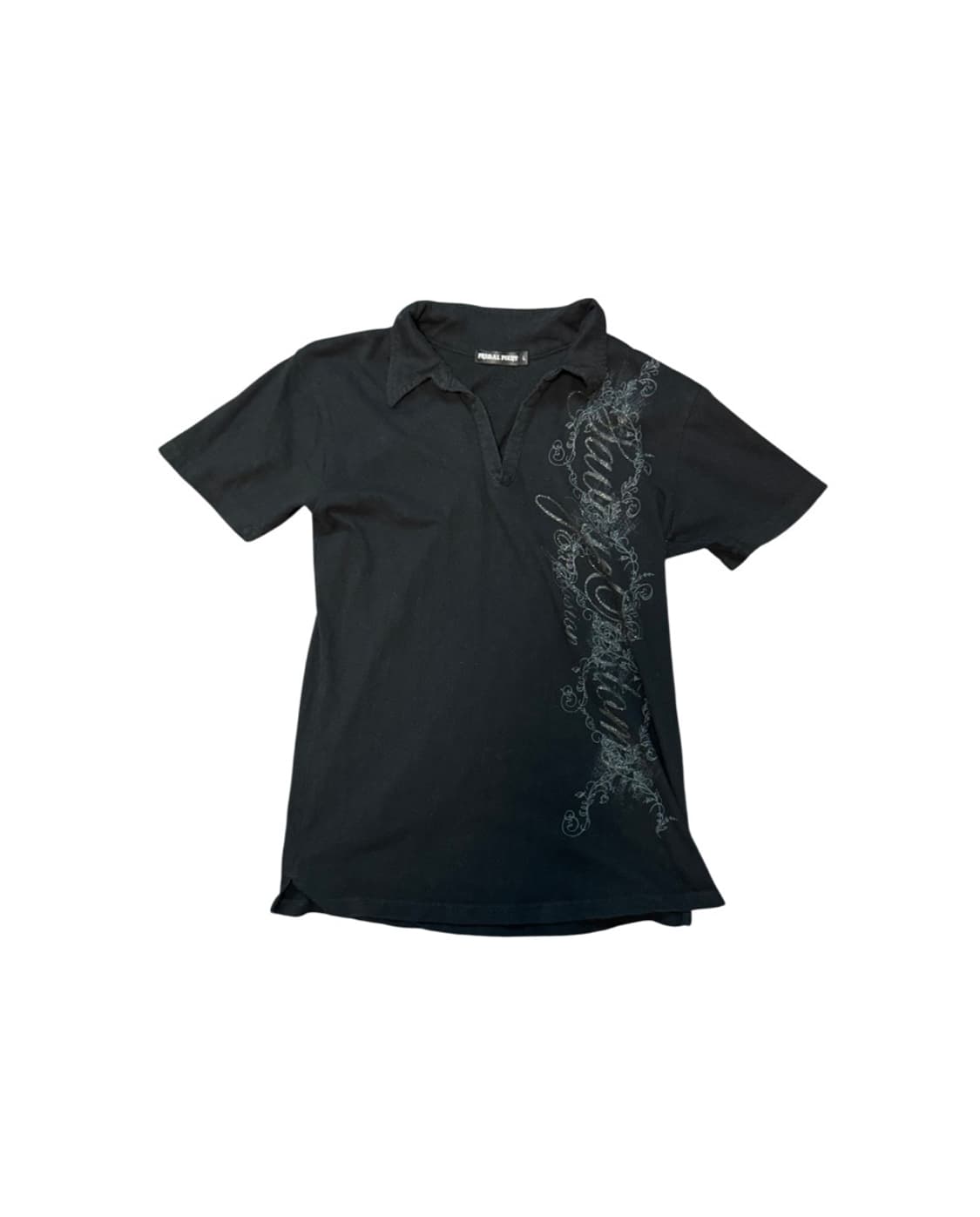 00s Style Printed Detail Black T-shirt 상품이미지1