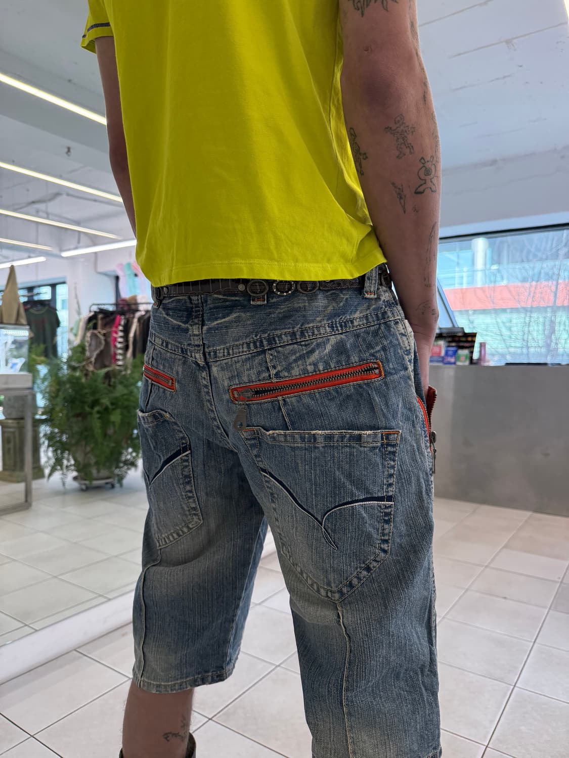 washed denim half pants 상품이미지4