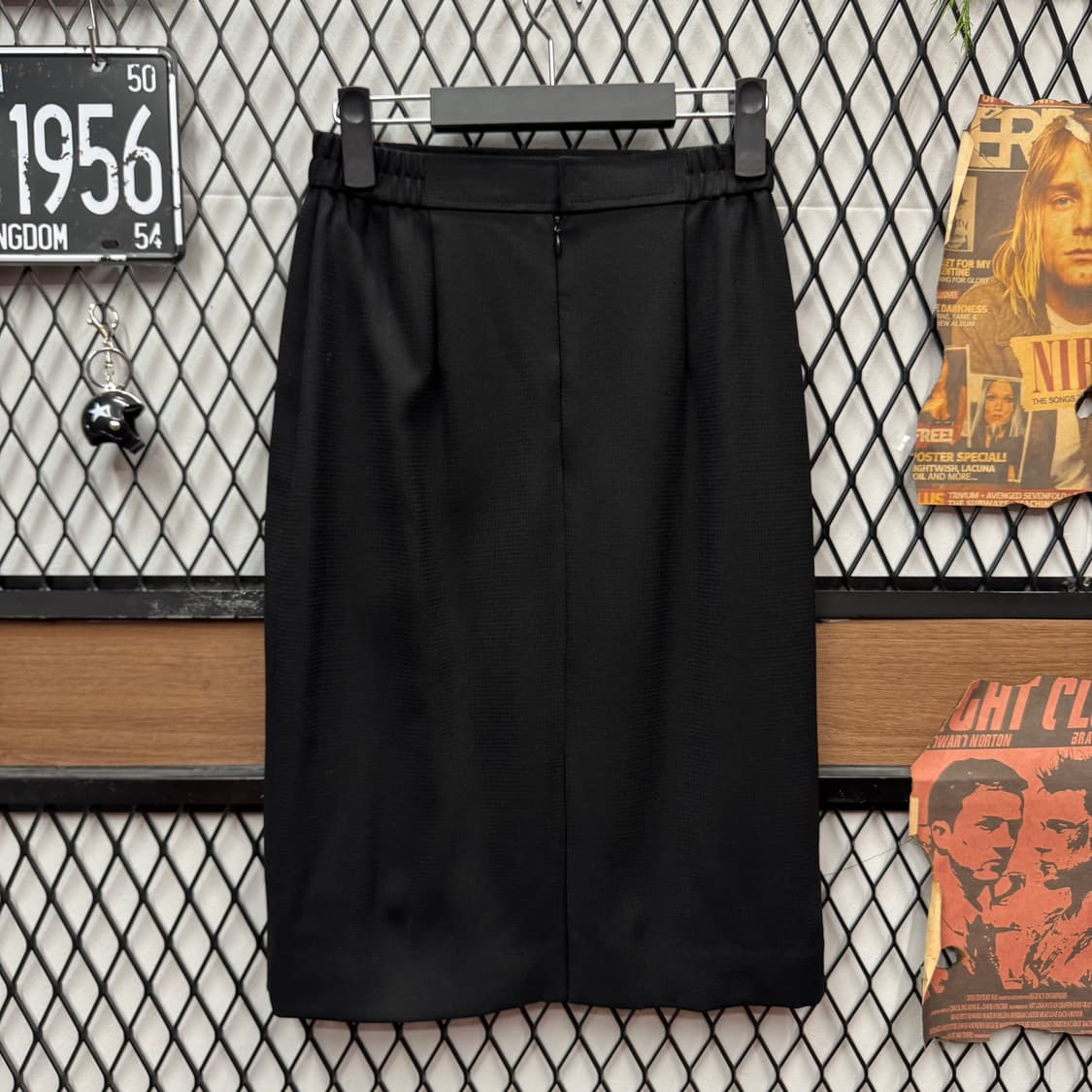 90s 끌로에 미디 스커트 후면 지퍼 디테일 블랙 상품이미지2