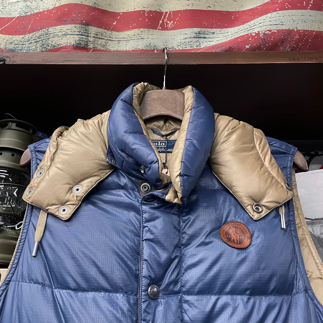 90s 폴로 랄프로렌 덕 다운 후드 패치 푸퍼 조끼 패딩 베스트 상품이미지3