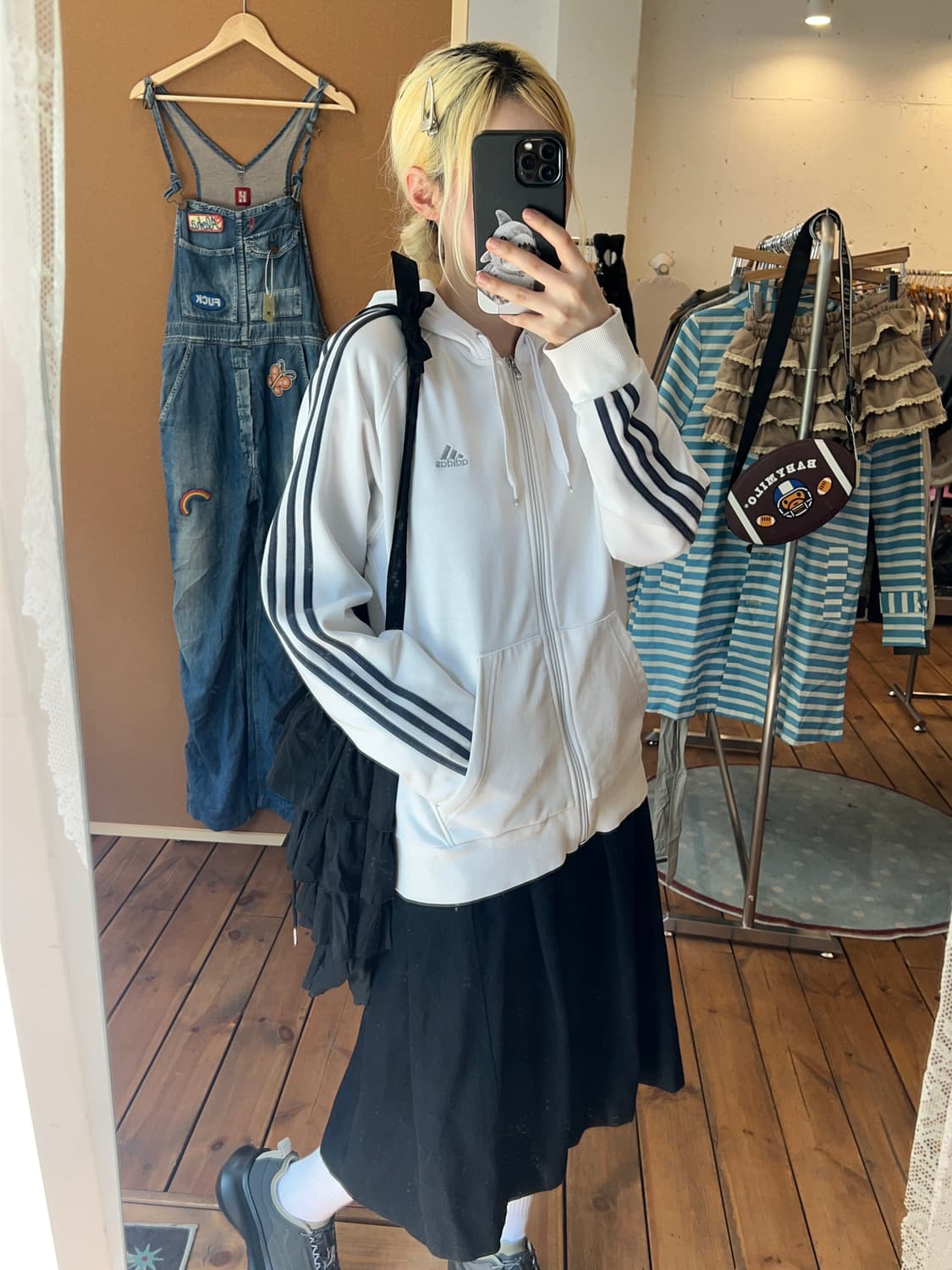 아디다스 화이트 네이비 후드져지 상품이미지1