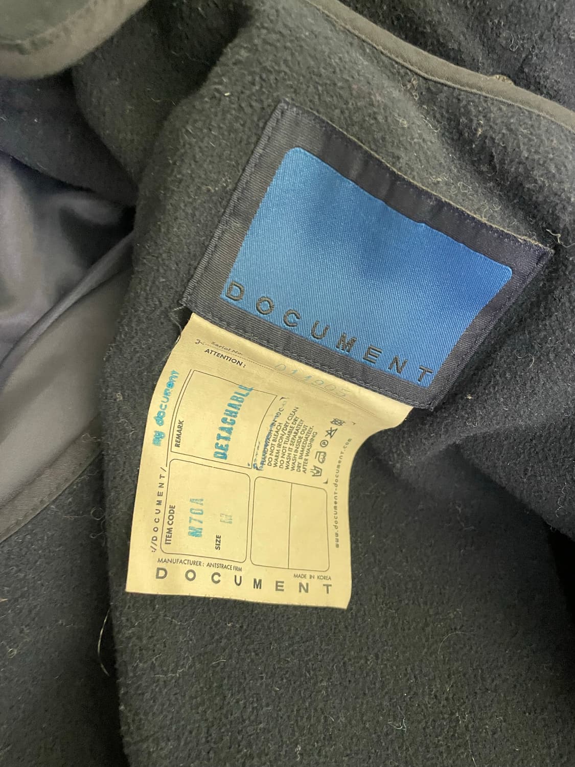 도큐먼트 울 파카 / m / 네이비*네이비 상품이미지5