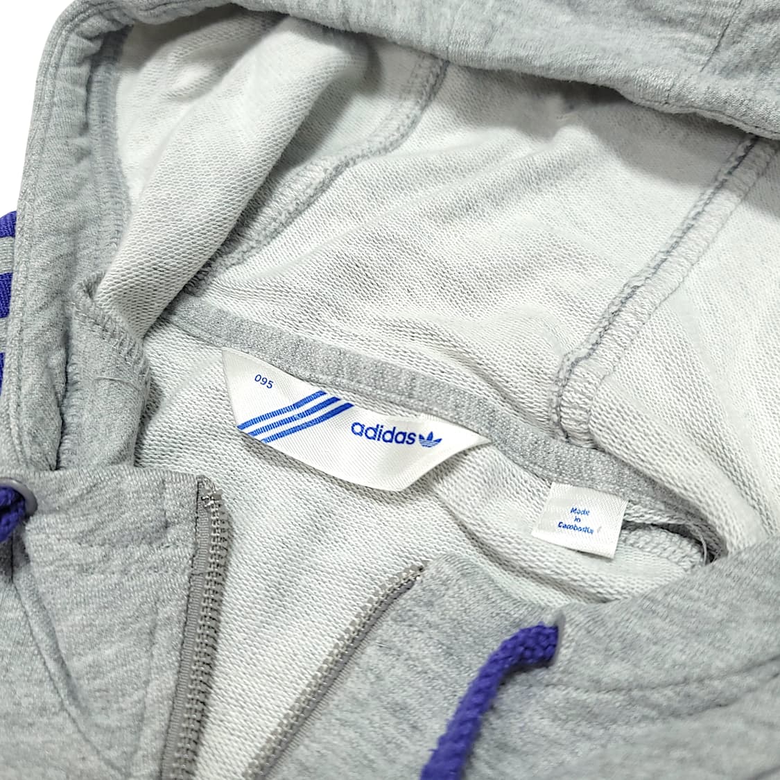 [90~95] 아디다스 그레이&바이올렛라인 우먼 3S 트레포일 후드집업 상품이미지8