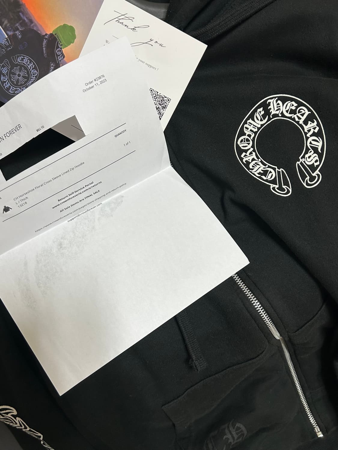 [L] 크롬하츠 홀스슈 플로랄 헤비웨이트 후드집업 상품이미지8