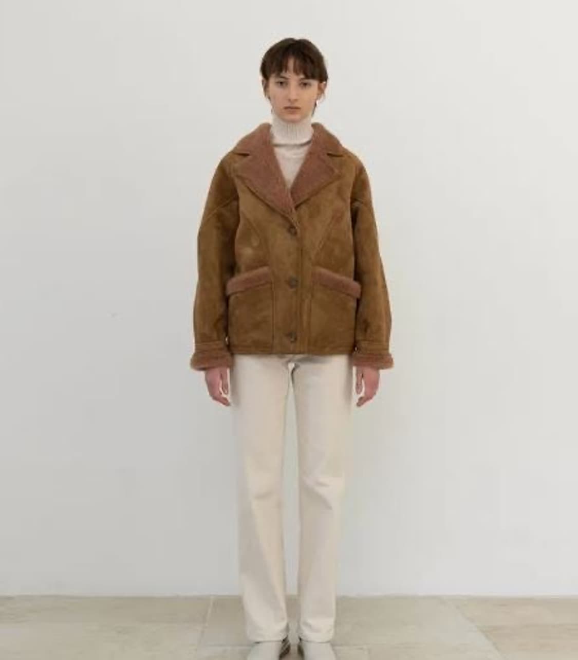 Le 르 시그니처 시어링 자켓 무스탕 카멜 상품이미지3