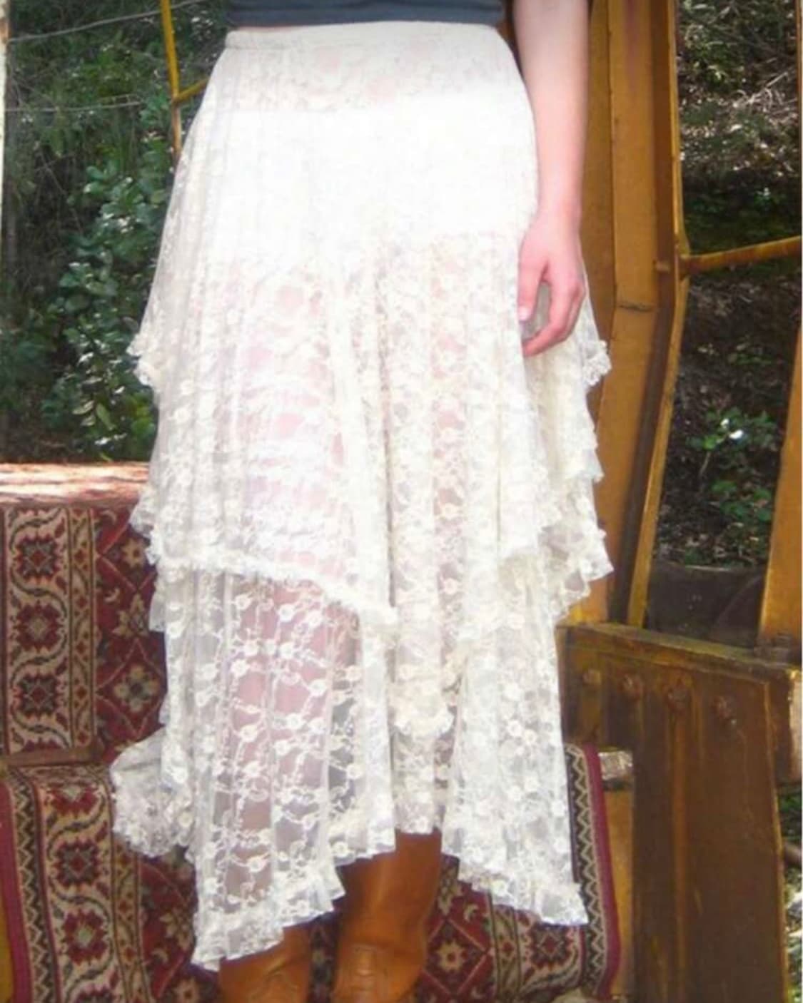 아이보리 레이스 스커트 레이어드 보헤미안 상품이미지2