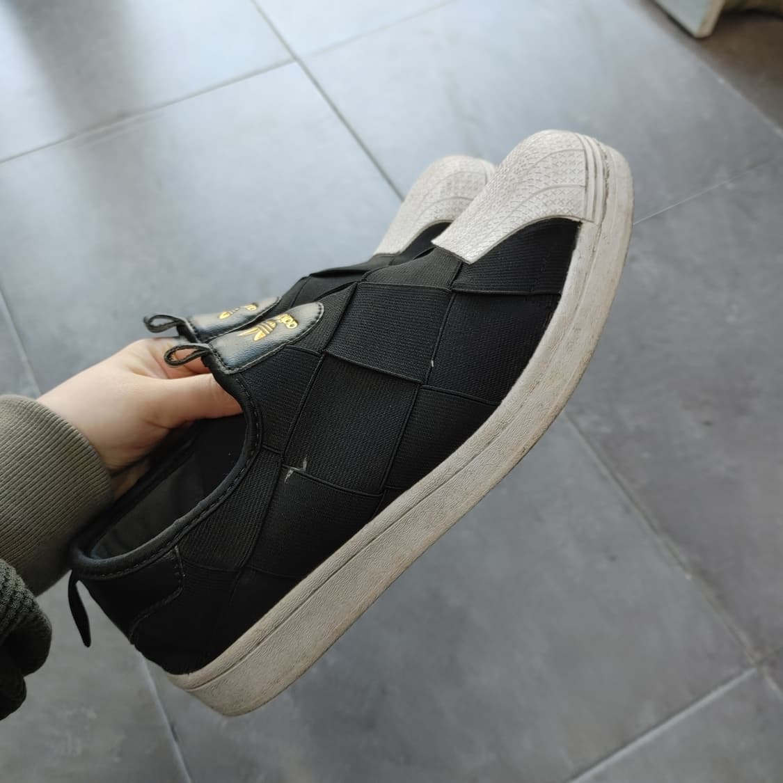 260 아디다스 남성 블랙 오리지널 슈퍼스타 슬립온 운동화 상품이미지6