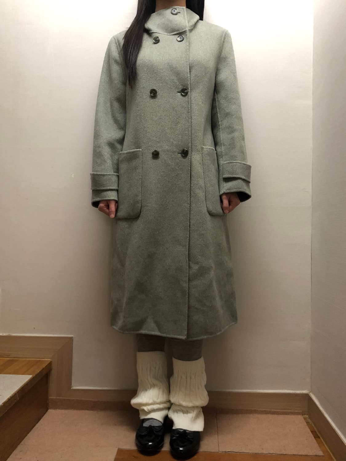 빈티지 그레이 민트 롱 코트 상품이미지7