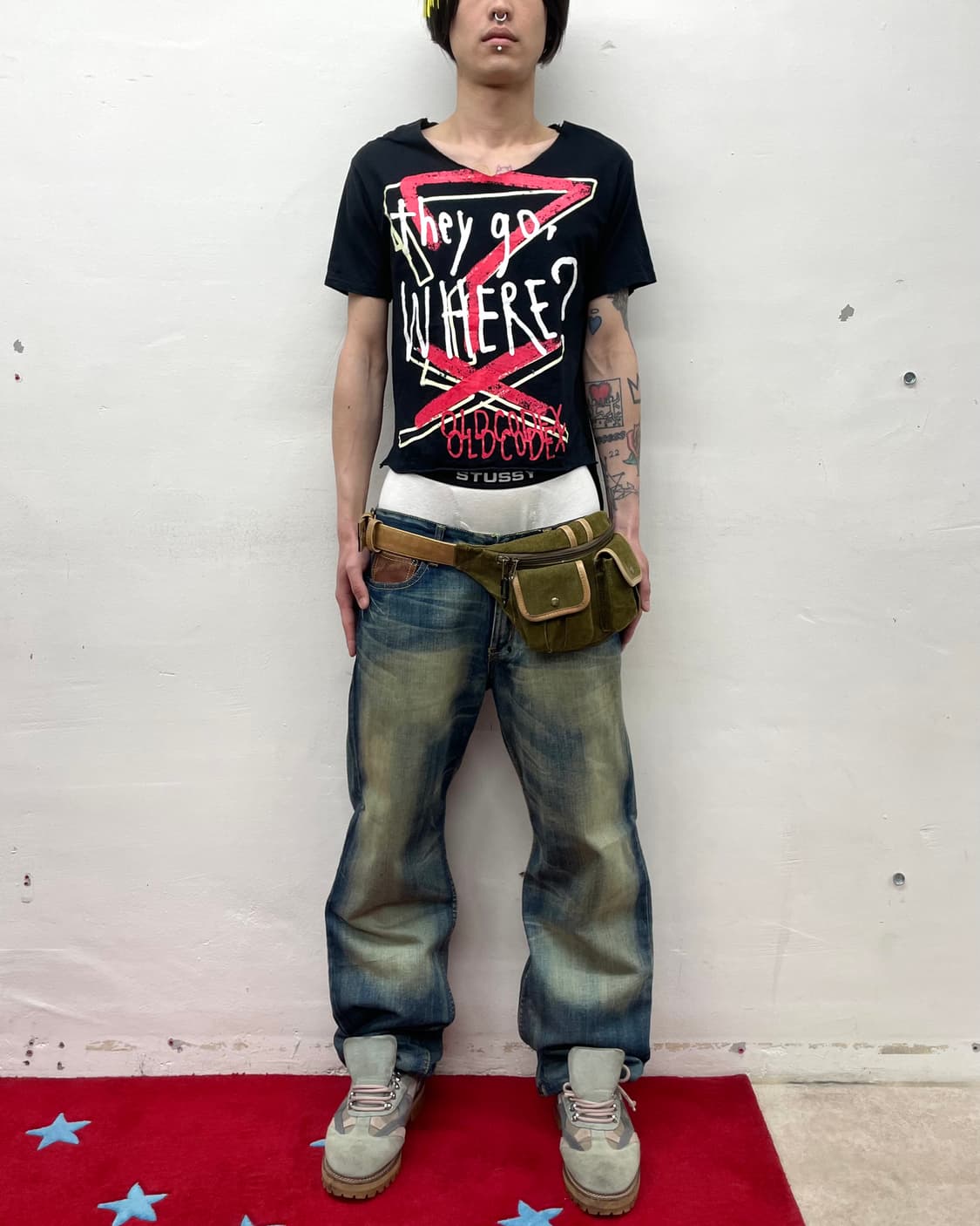 Question mark V-neck punk t-shirt  상품이미지3