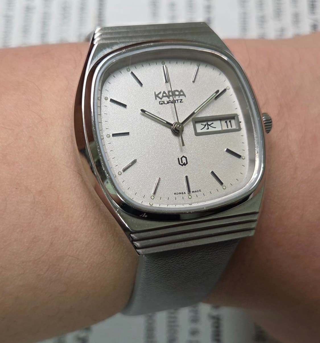 빈티지 카파(KAPPA) 순정 스파클 실버다이얼 한자 데이데이트 쿼츠  상품이미지10