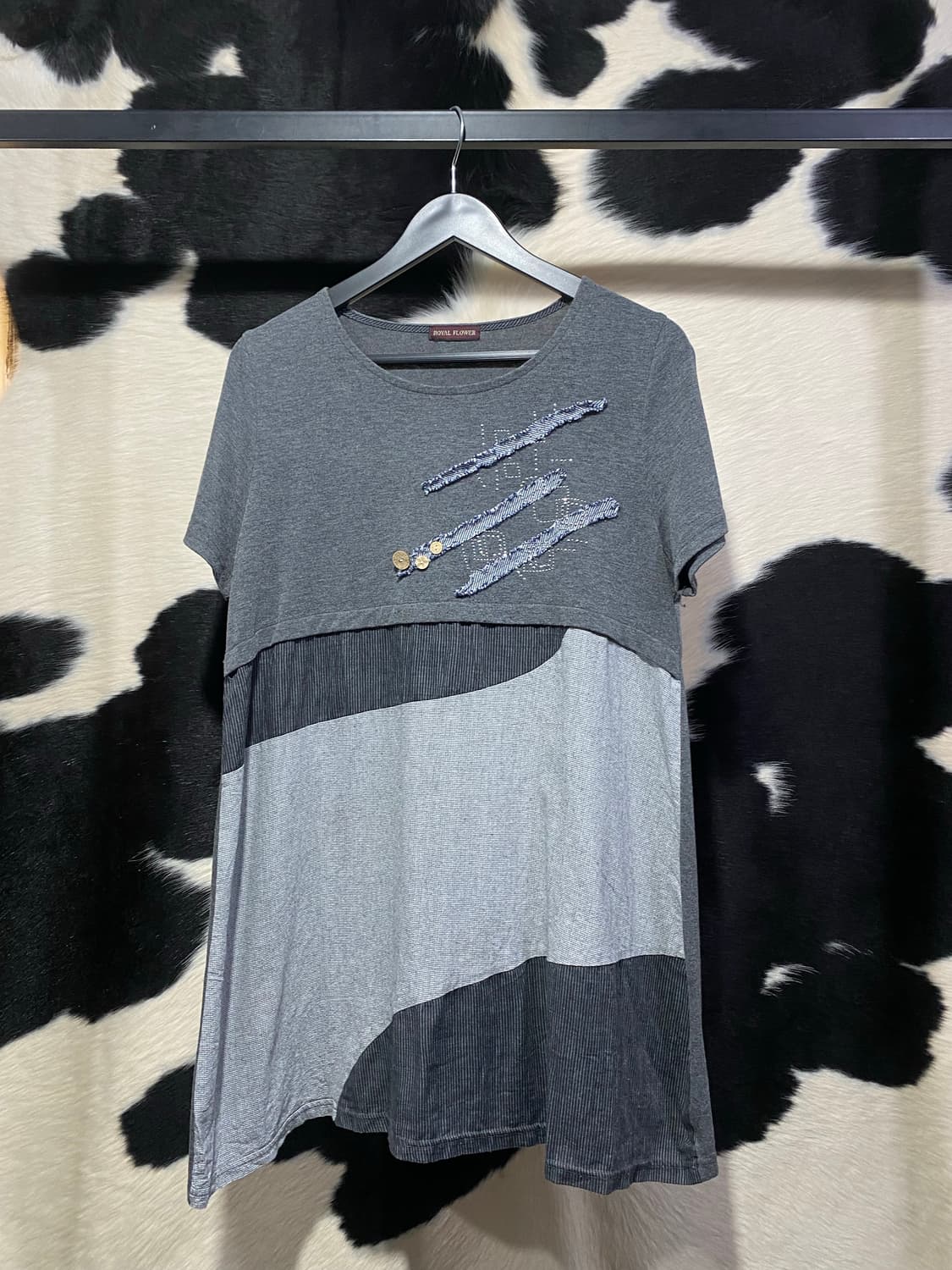 Royal flower 모리st 배색 롱 티셔츠 상품이미지2