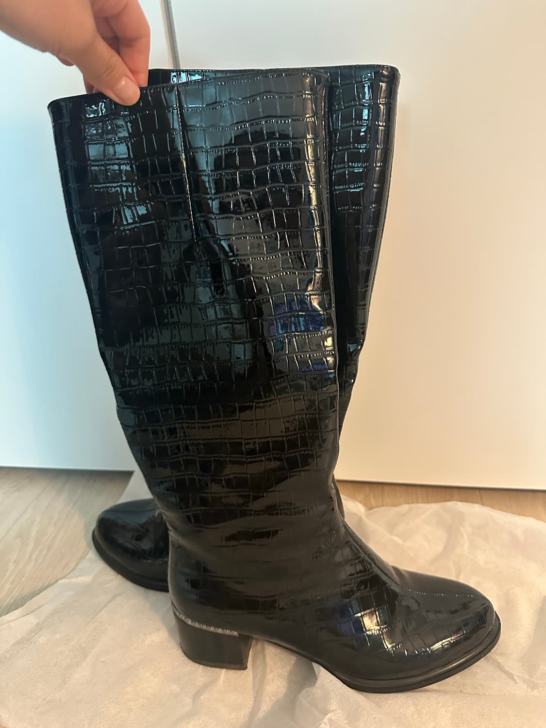 WALISAA 블랙 악어패턴 롱부츠 사이즈 240 상품이미지6