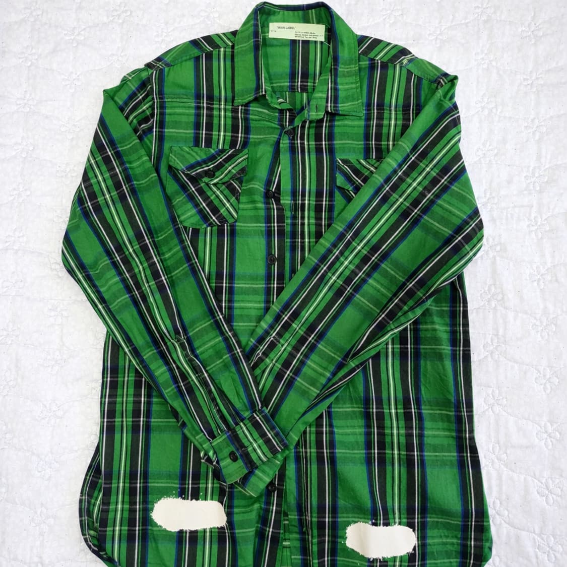 오프화이트 그린 타탄 체크 셔츠 상품이미지1