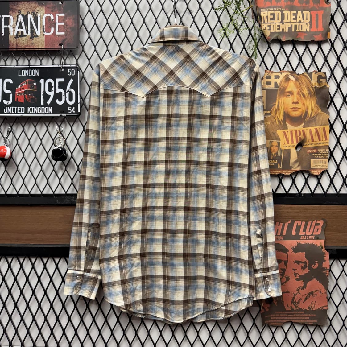 90s 리바이스 체크 패턴 웨스턴 셔츠 전면 투포켓 포인트 배색 상품이미지2