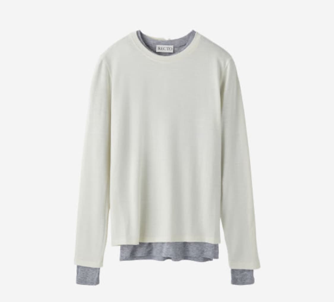 [새상품] 24FW 렉토 노바 레이어드 니트 티셔츠 아이보리 그레이 상품이미지1