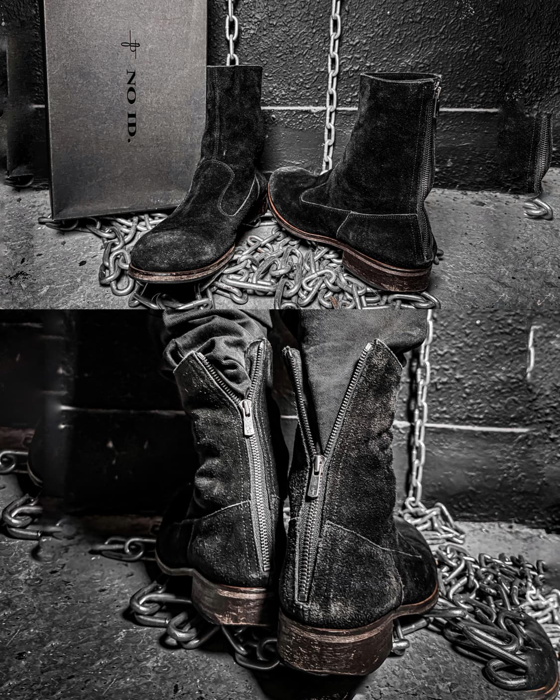 NO ID. – Black Suede Zip Boots 상품이미지1